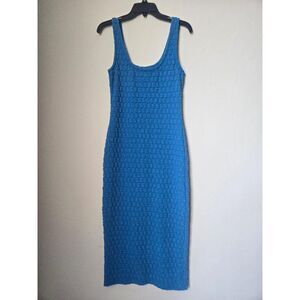 Roselyn Sanchez Blue sleeveless stretch fabric, body-hugging fit. Size M.